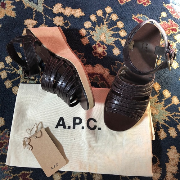 A.P.C. Rania Wedge Croc Suede Wedge Caged Platform - Picture 4 of 8